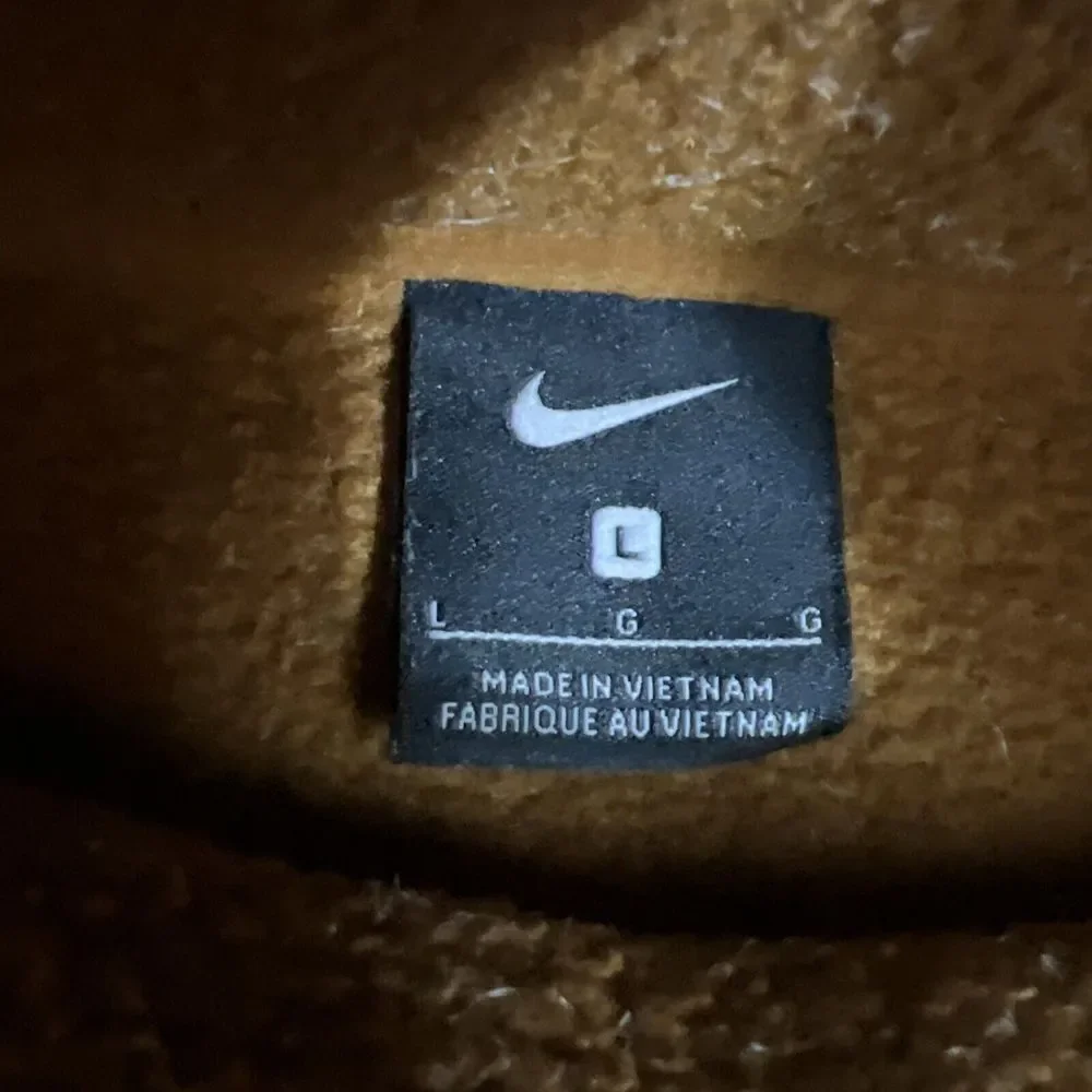 Nike Pullover Camel Brown‎ Plush Fleece Drawstring Funnel Neck Womens Size Large